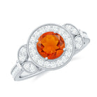 Rosec Jewels-Vintage Inspired Fire Opal Engagement Ring with Diamonds