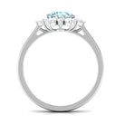 Natural 0.8 CT Aquamarine Statement Engagement Ring with Diamond Halo AAA - Rosec Jewels