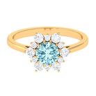 Natural 0.8 CT Aquamarine Statement Engagement Ring with Diamond Halo AAA - Rosec Jewels