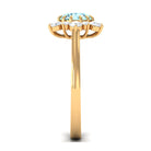 Natural 0.8 CT Aquamarine Statement Engagement Ring with Diamond Halo AAA - Rosec Jewels