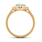 Natural 0.8 CT Aquamarine Statement Engagement Ring with Diamond Halo AAA - Rosec Jewels