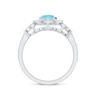 Rosec Jewels-Vintage Inspired Real Aquamarine Engagement Ring with Diamond Halo