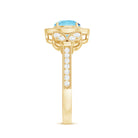 Rosec Jewels-Vintage Inspired Real Aquamarine Engagement Ring with Diamond Halo