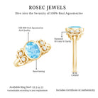 Rosec Jewels-Natural 1 Carat Oval Aquamarine Statement Engagement Ring with Diamond