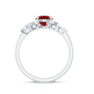 Certified Lab Grown Ruby and Diamond Flower Engagement Ring AAAA - Rosec Jewels