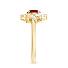 Certified Lab Grown Ruby and Diamond Flower Engagement Ring AAAA - Rosec Jewels