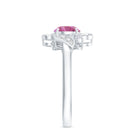1.2 Carat Pink Tourmaline Flower Engagement Ring with Diamond AAA - Rosec Jewels