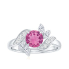 1.2 Carat Pink Tourmaline Flower Engagement Ring with Diamond AAA - Rosec Jewels