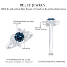 London Blue Topaz and Diamond Flower Engagement Ring AAA - Rosec Jewels