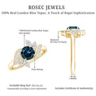 London Blue Topaz and Diamond Flower Engagement Ring AAA - Rosec Jewels
