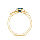 London Blue Topaz and Diamond Flower Engagement Ring AAA - Rosec Jewels
