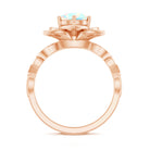 Natural 8mm Ethiopian Opal Flower Engagement Ring with Diamond AAA - Rosec Jewels