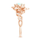 Natural 8mm Ethiopian Opal Flower Engagement Ring with Diamond AAA - Rosec Jewels