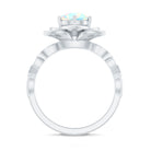 Natural 8mm Ethiopian Opal Flower Engagement Ring with Diamond AAA - Rosec Jewels