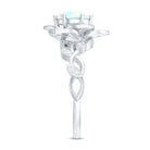 Natural 8mm Ethiopian Opal Flower Engagement Ring with Diamond AAA - Rosec Jewels