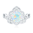 Natural 8mm Ethiopian Opal Flower Engagement Ring with Diamond AAA - Rosec Jewels