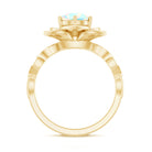 Natural 8mm Ethiopian Opal Flower Engagement Ring with Diamond AAA - Rosec Jewels