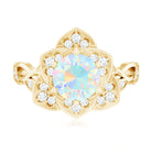 Natural 8mm Ethiopian Opal Flower Engagement Ring with Diamond AAA - Rosec Jewels