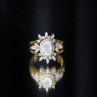 Natural Certified Ethiopian Opal Engagement Ring Set of 3 AAA - Rosec Jewels