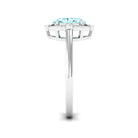 1 Carat Aquamarine Oval Halo Engagement Ring with Diamond AAA - Rosec Jewels