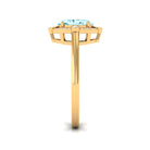 1 Carat Aquamarine Oval Halo Engagement Ring with Diamond AAA - Rosec Jewels