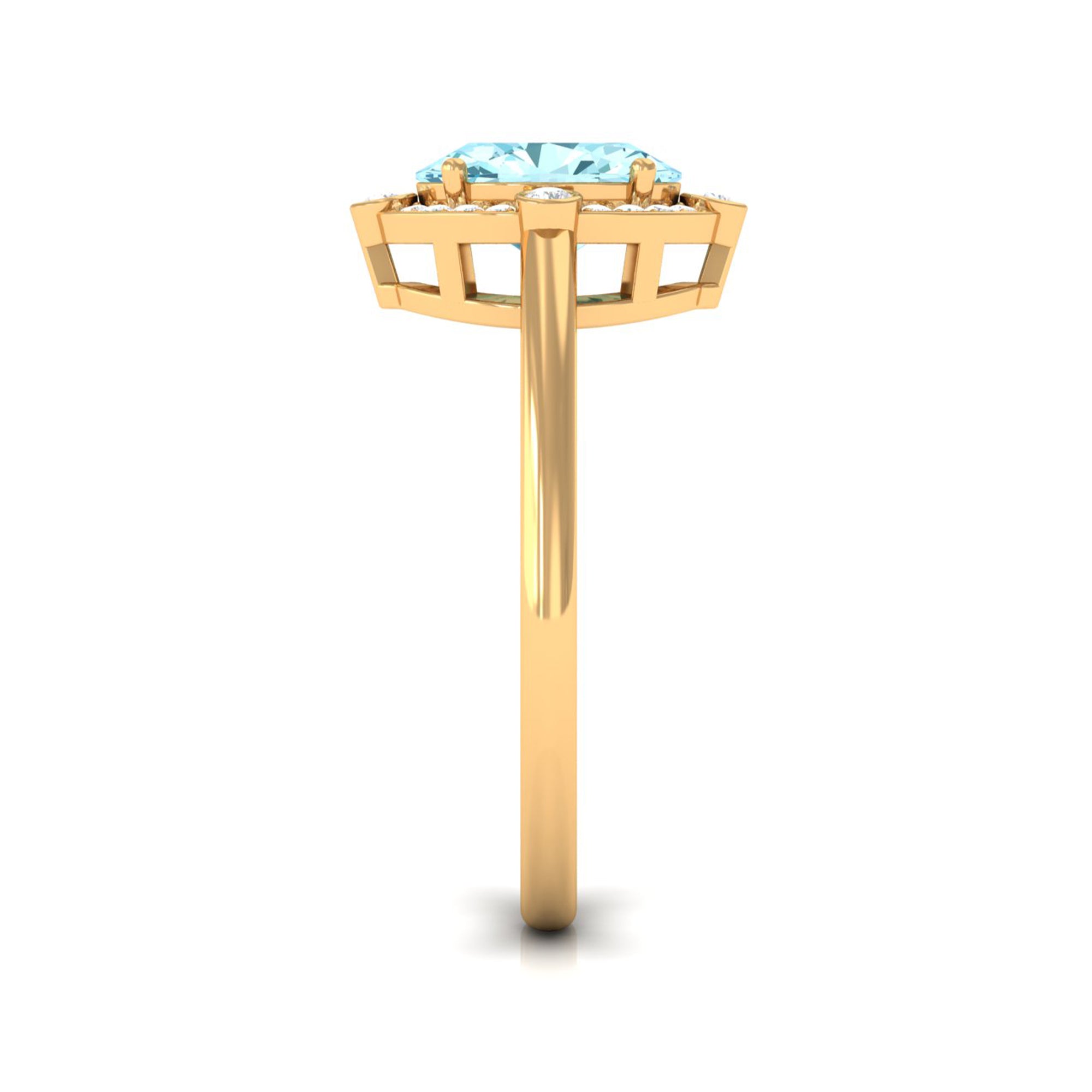 1 Carat Aquamarine Oval Halo Engagement Ring with Diamond AAA - Rosec Jewels