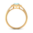 1 Carat Aquamarine Oval Halo Engagement Ring with Diamond AAA - Rosec Jewels