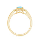 1 Carat Oval Engagement Ring with Real Aquamarine and Diamond AAA - Rosec Jewels