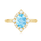 1 Carat Oval Engagement Ring with Real Aquamarine and Diamond AAA - Rosec Jewels