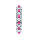 Vintage Inspired Lab Grown Pink Sapphire and Diamond Wedding Band AAAA - Rosec Jewels