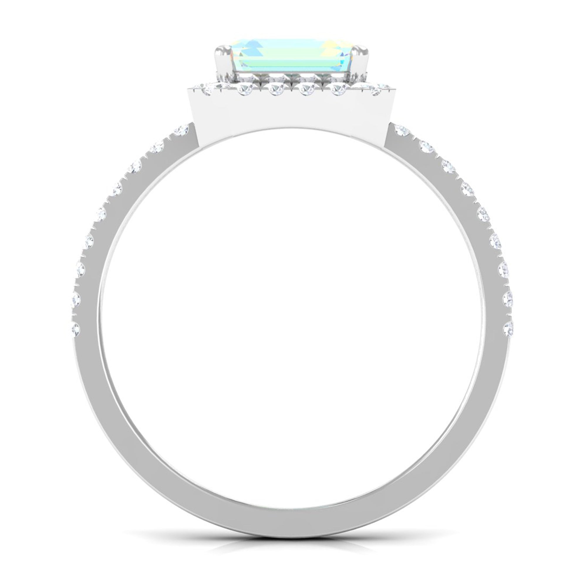 Octagon Cut Ethiopian Opal Simple Engagement Ring with Diamond Halo Ethiopian Opal - ( AAA ) - Quality - Rosec Jewels