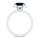 8mm Round Shape Black Onyx Engagement Ring with Diamond Halo AAA - Rosec Jewels