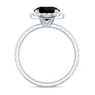 Natural Black Spinel Engagement Ring with Diamond Halo AAA - Rosec Jewels