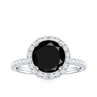 Natural Black Spinel Engagement Ring with Diamond Halo AAA - Rosec Jewels