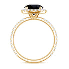 Natural Black Spinel Engagement Ring with Diamond Halo AAA - Rosec Jewels