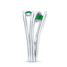 Contemporary Emerald Three Stone Ring in Split Shank AAA - Rosec Jewels