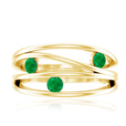 Contemporary Emerald Three Stone Ring in Split Shank AAA - Rosec Jewels