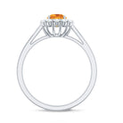 Natural Citrine Promise Ring with Diamond Halo AAA - Rosec Jewels