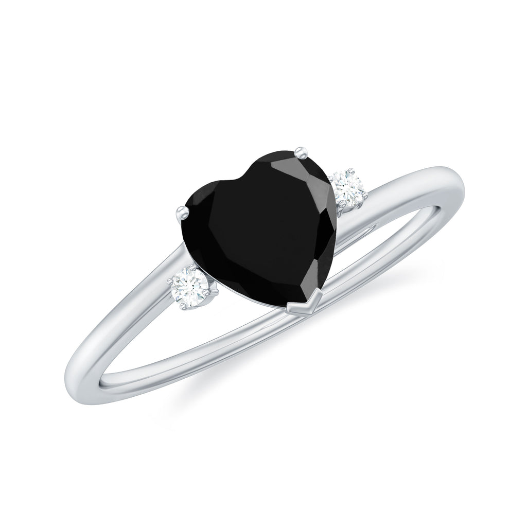 Heart Shape Lab Grown Black Diamond Solitaire Promise Ring