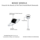 1 Carat Lab Grown Black and White Diamond Princess Cut Engagement Ring AAAA ( Synthetic ) - Rosec Jewels