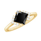 1 Carat Lab Grown Black and White Diamond Princess Cut Engagement Ring AAAA ( Synthetic ) - Rosec Jewels