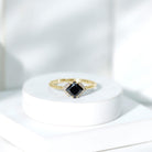 1 Carat Lab Grown Black and White Diamond Princess Cut Engagement Ring AAAA ( Synthetic ) - Rosec Jewels