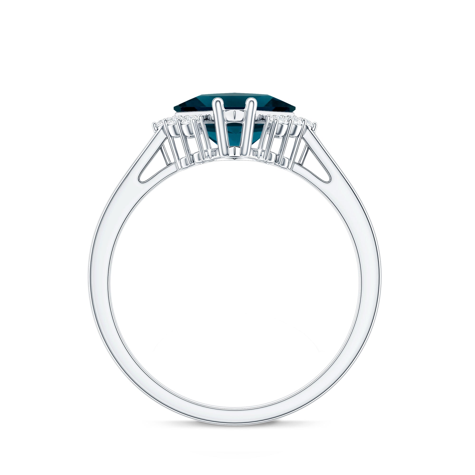 Princess Cut London Blue Topaz Engagement Ring with Diamond AAA - Rosec Jewels