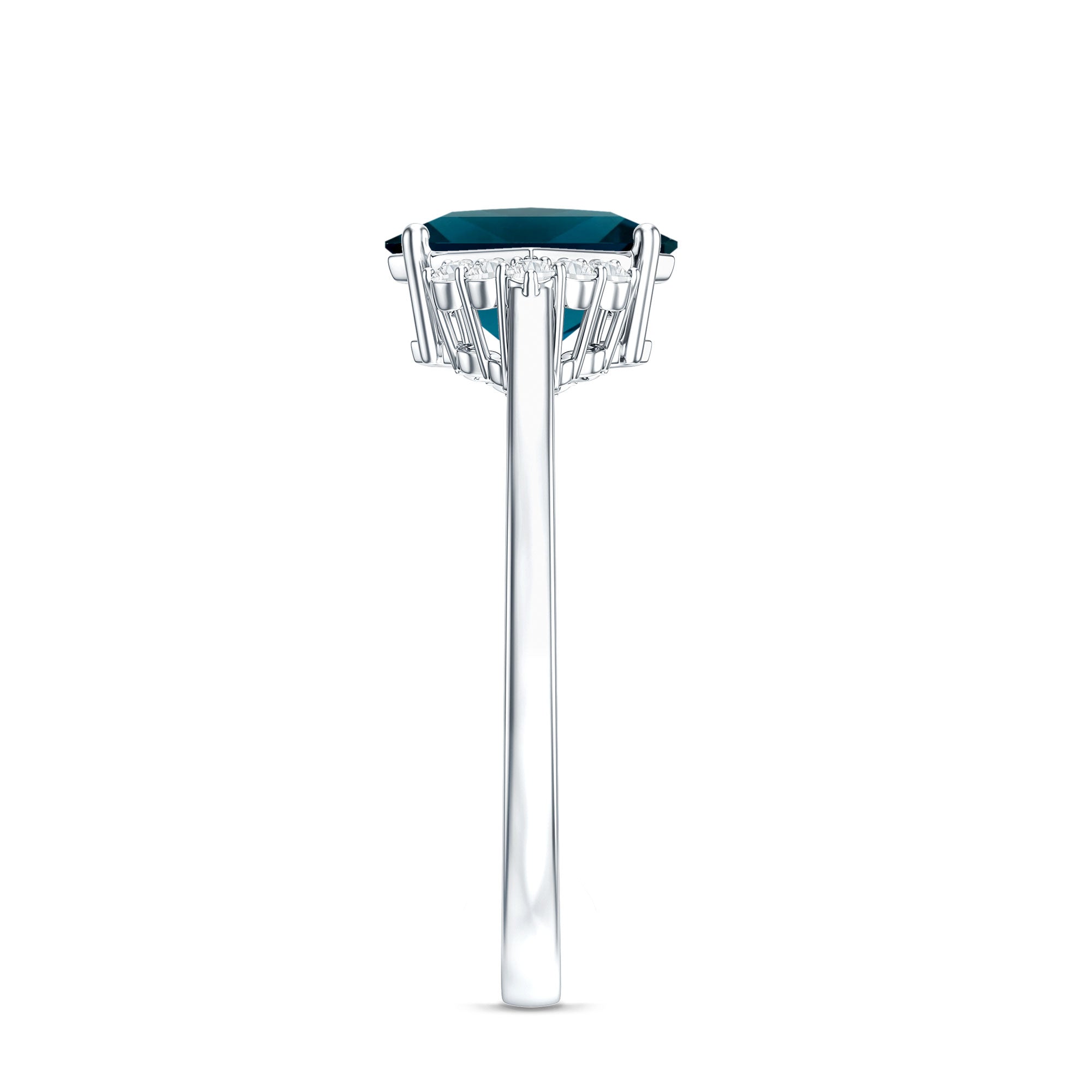 Princess Cut London Blue Topaz Engagement Ring with Diamond AAA - Rosec Jewels