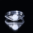 Natural Ethiopian Opal Diamond Wedding Bridal Ring Set of 2 AAA - Rosec Jewels