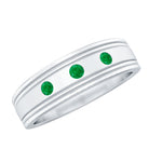 Emerald Minimal Band Ring in Gypsy Setting AAA - Rosec Jewels
