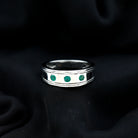 Emerald Minimal Band Ring in Gypsy Setting AAA - Rosec Jewels