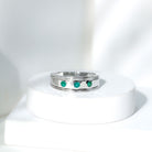 Emerald Minimal Band Ring in Gypsy Setting AAA - Rosec Jewels