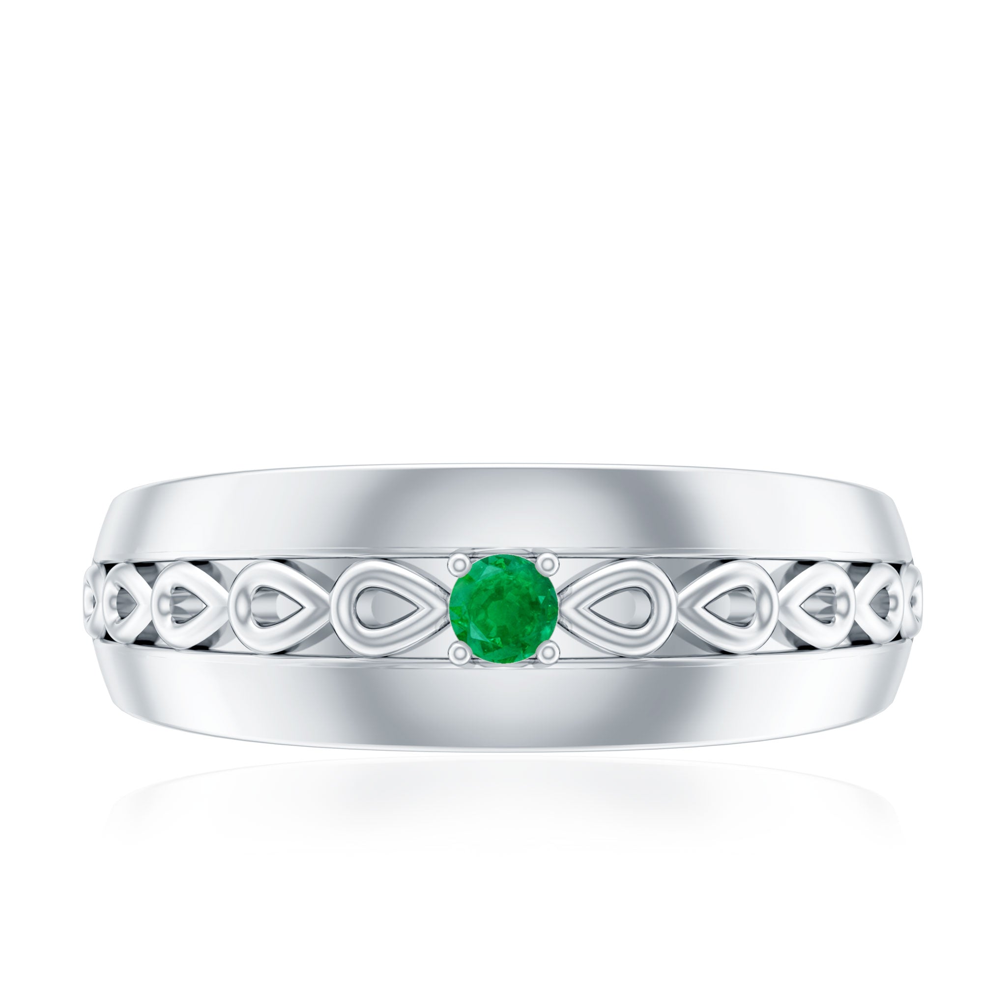 Certified Emerald Vintage Inspired Designer Band Ring AAA - Rosec Jewels