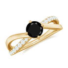0.50 CT Black Onyx Solitaire and Diamond Infinity Ring Black Onyx - ( AAA ) - Quality - Rosec Jewels